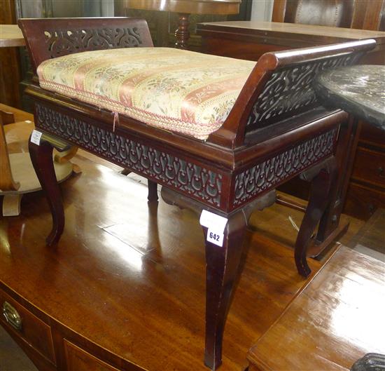 Edwardian carved mahogany piano stool(-)